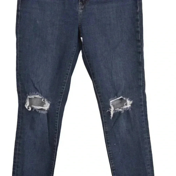 Levi's 721 High Rise Skinny Premium Jeans Blue Ripped Distressed Dark Wash 28 - Picture 6 of 16